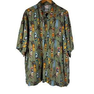 Disney Store Hawaiian Surfboard XXL Button Shirt Mickey Donald Pluto Goofy Camp